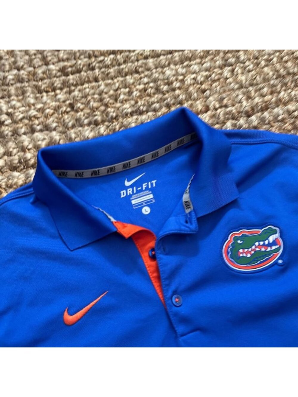 Nike Dri-Fit Mens Florida Gators Golf Polo Shirt Blue Orange Large